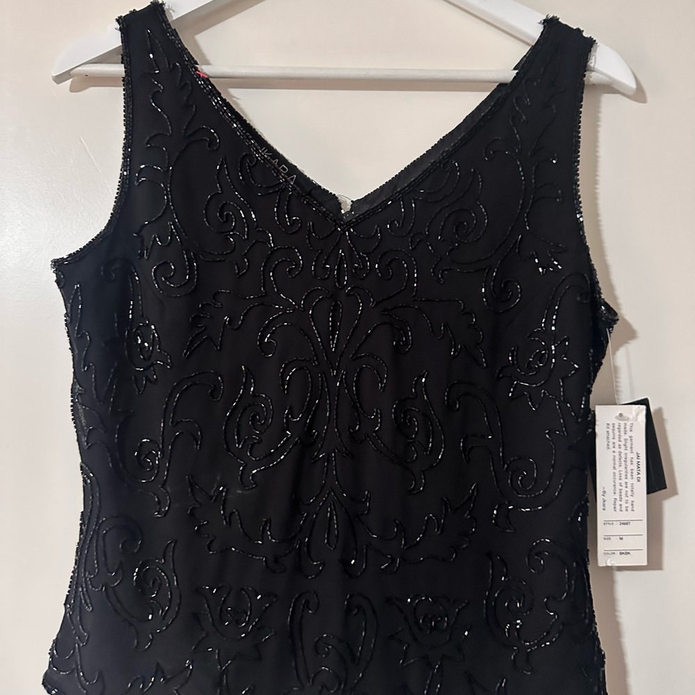 J Kara Black Embellished Tank Top